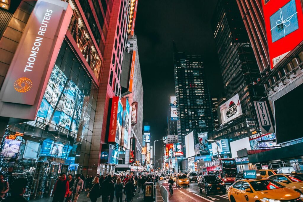 crowd of people on street during night time