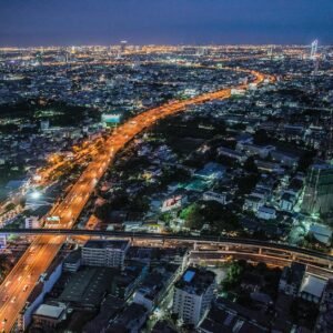 bird s eye view of city during night