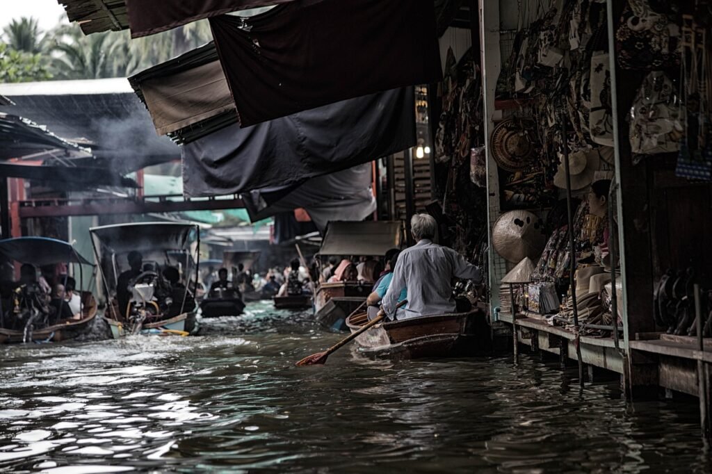 bangkok, river, market